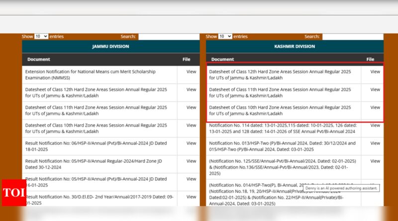 JKBOSE Class 10-12th exam dates for hard zone areas released: Check schedule here