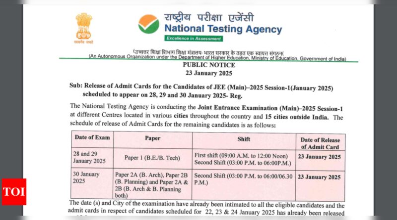 NTA changes JEE Main 2025 exam centres from Prayagraj to Varanasi due to Mahakumbh mela: Check official notice here |