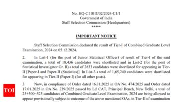 SSC CGL Tier 2 exam: Additional 609 candidates to appear following CAT order, check official notice here