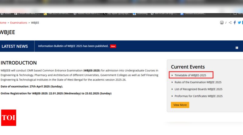 WBJEE 2025 schedule released at wbjeeb.nic.in: Check complete schedule here